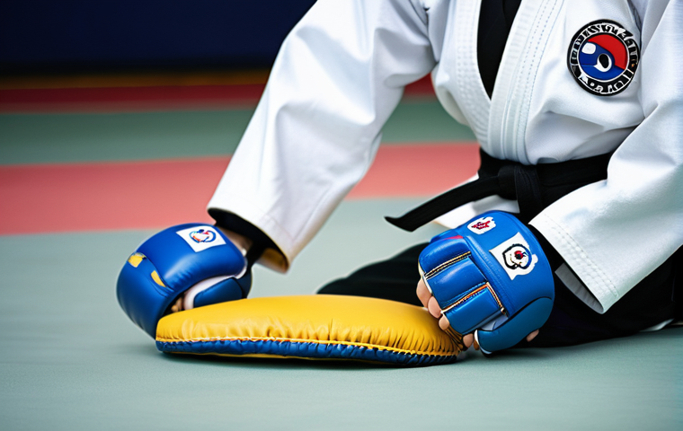 태권도 훈련 도구 DIY 방법 - **"A sturdy, homemade punching bag hanging in a well-lit home gym or garage. The bag is crafted from...