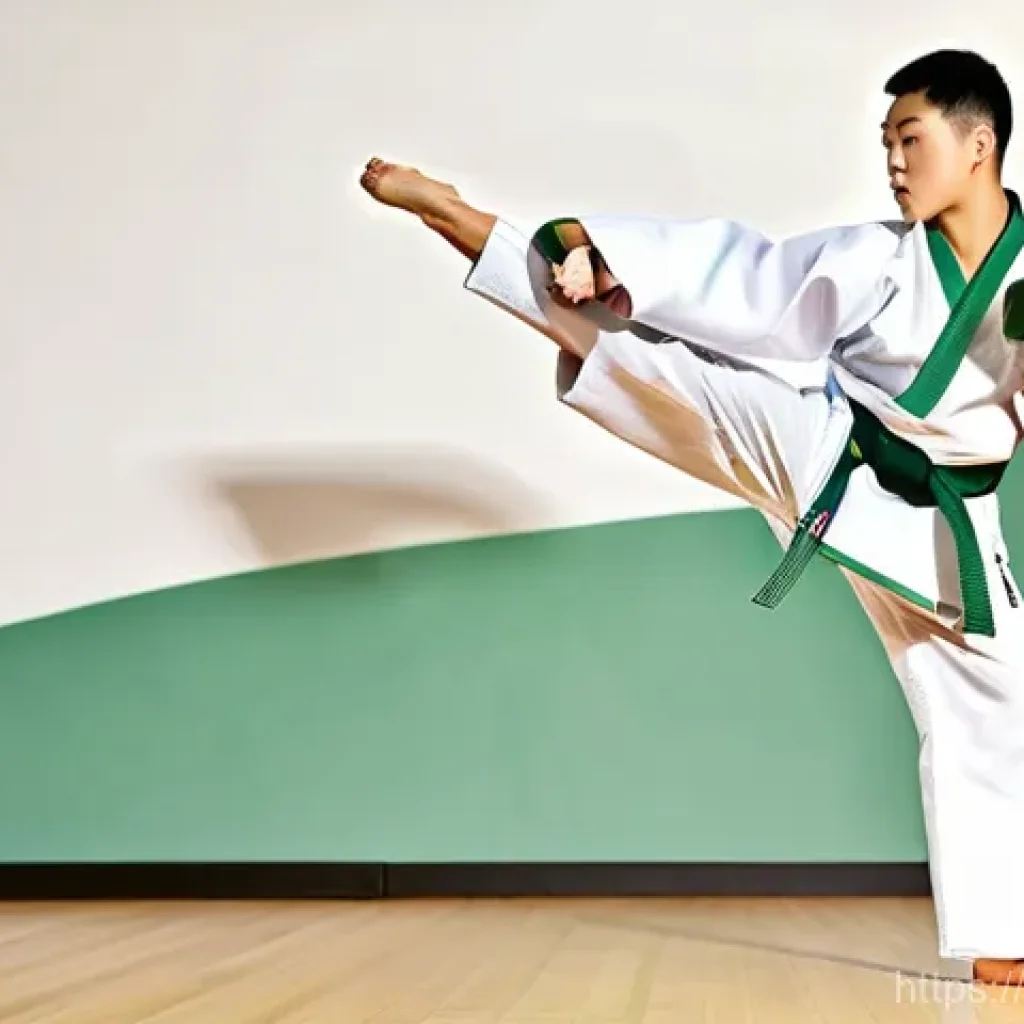 태권도 기초 학습 방법 - **Prompt:** A young adult Taekwondo practitioner, male or female, wearing a crisp, clean white dobok...