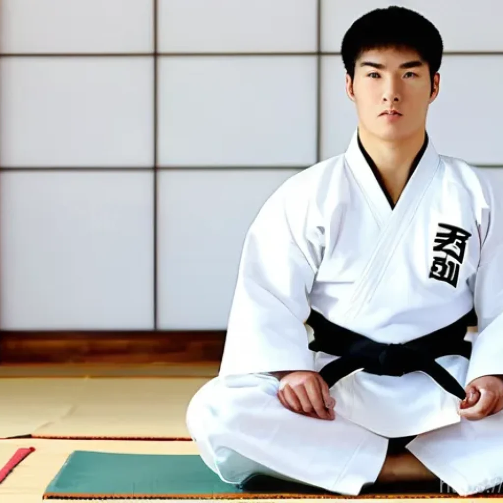 태권도 트레이닝 효과 극대화 - **Prompt: Mindful Preparation in a Traditional Dojang** A highly focused male Taekwondo practiti...