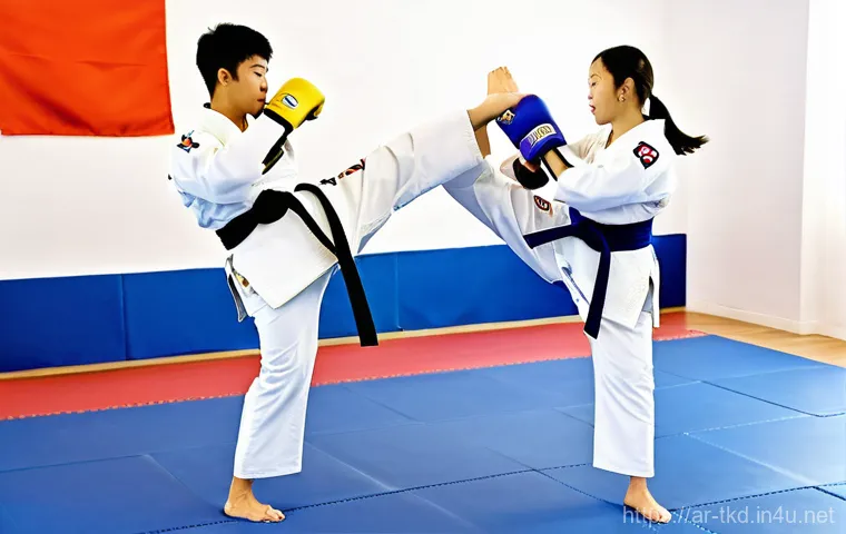 태권도 트레이닝 효과 극대화 - **Prompt: Mindful Preparation in a Traditional Dojang** A highly focused male Taekwondo practiti...