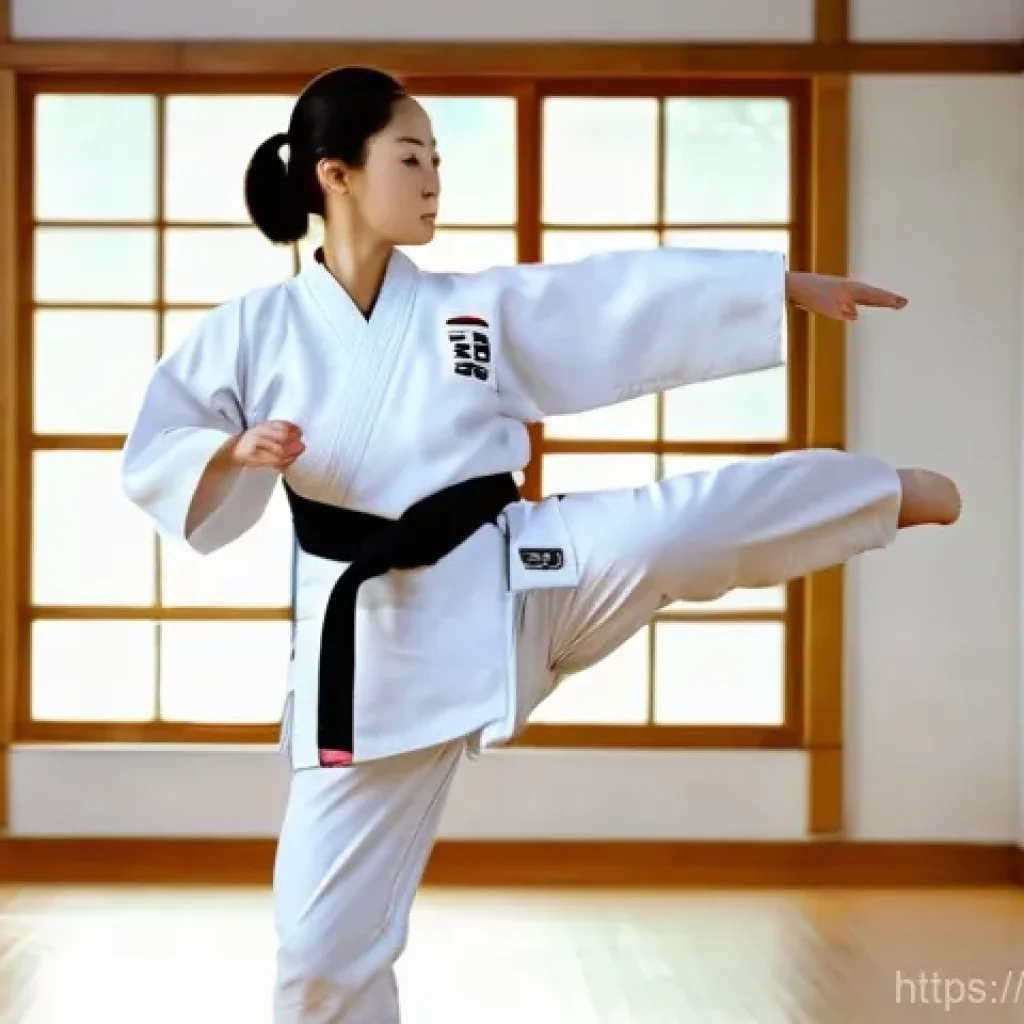 태권도 스트레칭 필수 동작 - **Prompt 1: Dynamic Taekwondo Warm-up** A highly detailed, action-shot image of a fit, athletic ...