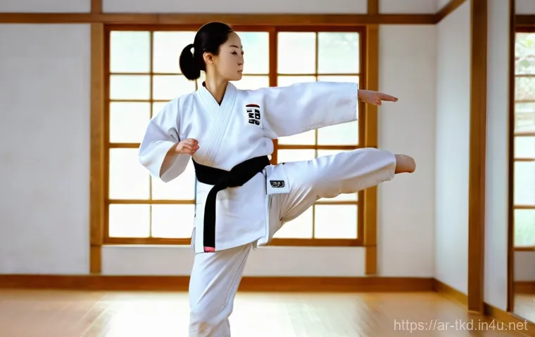 태권도 스트레칭 필수 동작 - **Prompt 1: Dynamic Taekwondo Warm-up** A highly detailed, action-shot image of a fit, athletic ...